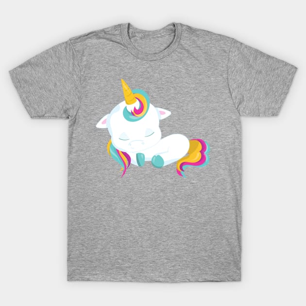 Little Unicorn, Sleeping Unicorn, Magic Unicorn T-Shirt by Jelena Dunčević